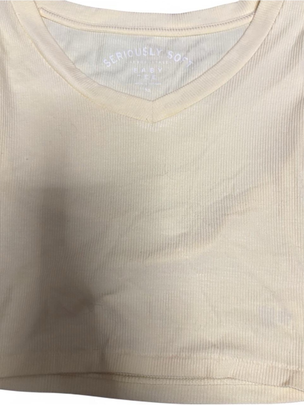 Aeropostale Yellow Ribbed V-Neck Baby Tee